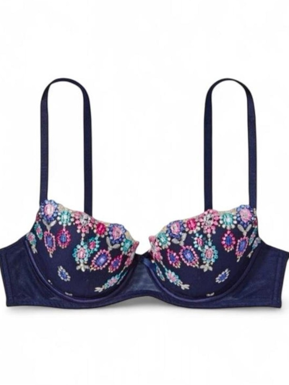 NWT Victoria Secret Embroidered Navy Balconette Bra - Women Intimates